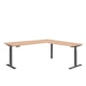 Series L Adjustable Height Corner Desk, Natural Oak with Charcoal Base, Right Handed,Natural Oak,hi-res